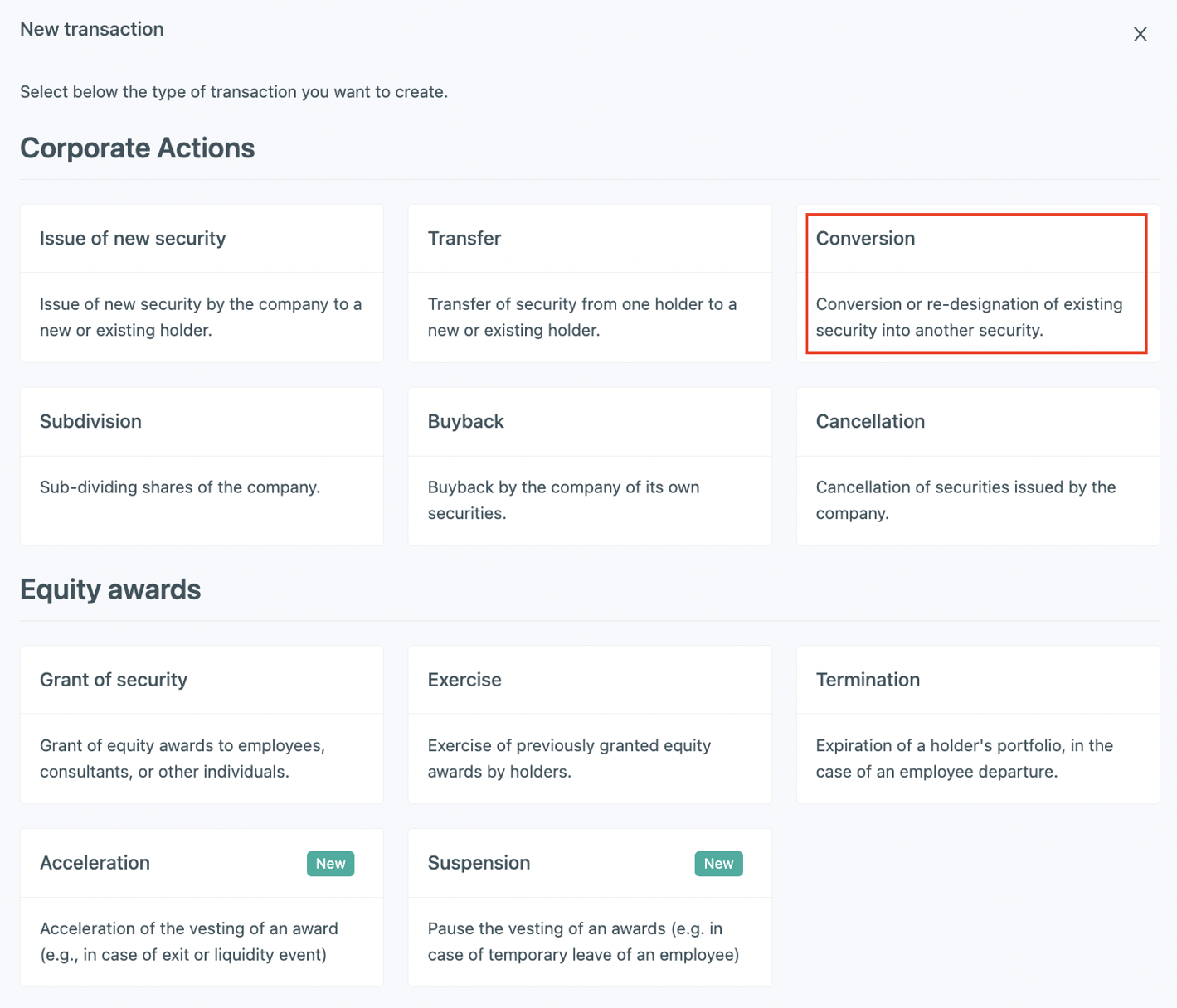 How to add a conversion transaction